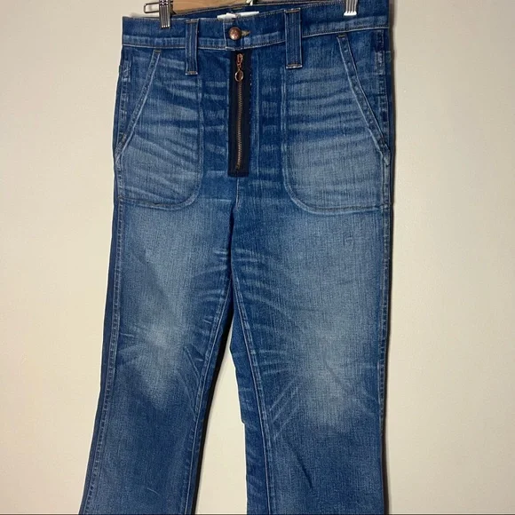 MADEWELL RIVET & THREAD EXTRA HIGH KICK OUT JEANS EXPOSED HEM EDITION SIZE 28 - Picture 3 of 8